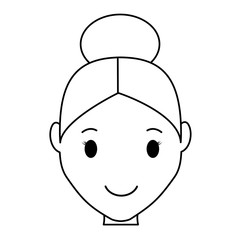 happy girl face cartoon icon over white background. vector illustration