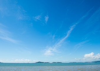 Blue sea with white clouds for background.