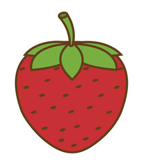 strawberry fruit over white background. colorful design. vector illustration