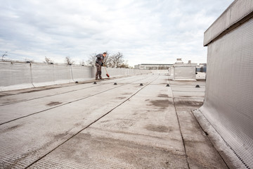 flat roof with roofing