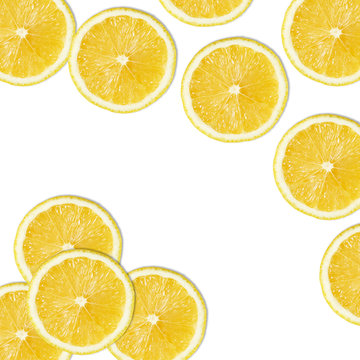 yellow lemon slices on white