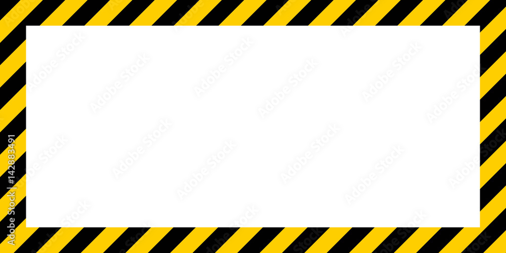 Poster warning striped rectangular background border yellow and black color construction warning border