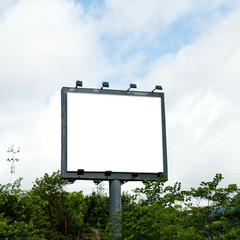 Blank billboard against blue sky.. - obrazy, fototapety, plakaty