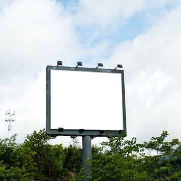 Blank Billboard Against Blue Sky..