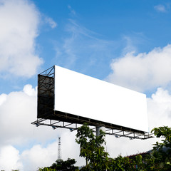 Blank billboard against blue sky..