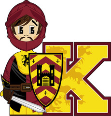 K is for Knight Alphabet Learning Illustration