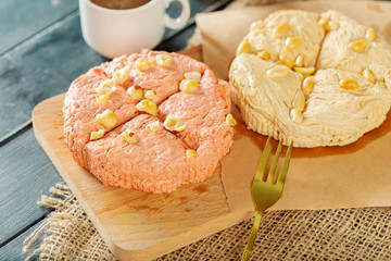 traditional eastern desserts on wooden background