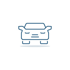 Car icon in thin line style. Vector symbol.