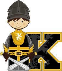 K is for Knight Alphabet Learning Illustration
