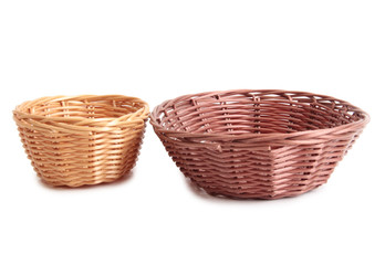 Fototapeta premium Wicker basket for bread on white background