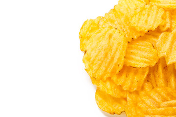 yellow potato chips isolated on white