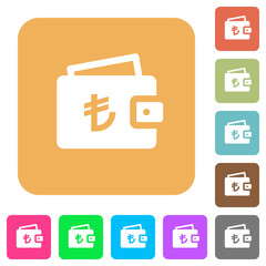 Fototapeta premium Turkish Lira wallet rounded square flat icons