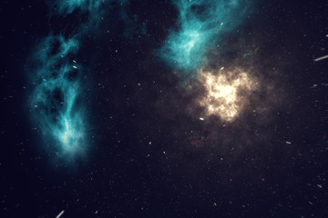 Night sky filled with stars and nebula, space dust in the universe. 3d rendering