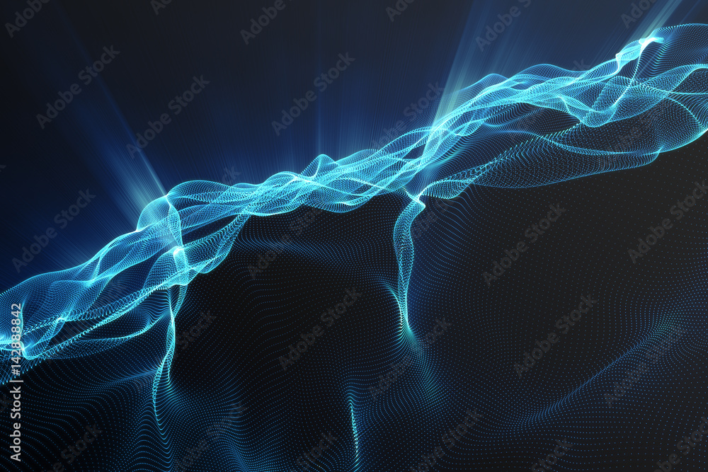 Poster landscape background. cyberspace landscape grid. 3d technology. abstract landscape on black backgrou