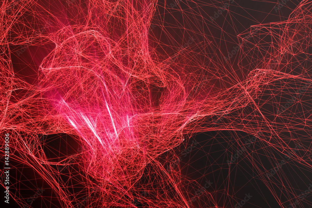 Poster abstract polygonal space low poly dark background with connecting dots and lines. connection structu