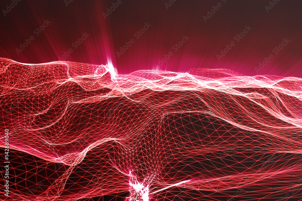 Poster abstract polygonal space low poly dark background with connecting dots and lines. connection structu