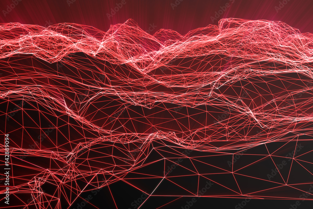 Poster abstract polygonal space low poly with connecting dots and lines. futuristic background. connection 