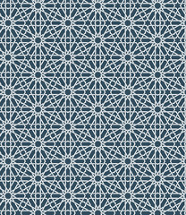 Seamless islamic Moroccan pattern. Arabic geometric ornament. Muslim texture. Vintage repeating background. Vector blue wallpaper. Oriental design and Ramadan wallpaper