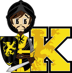 K is for Knight Alphabet Learning Illustration