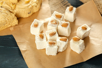 traditional eastern desserts on wooden background