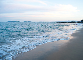 beach and sea with sunset landscape.
