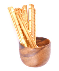 bread sticks on white background