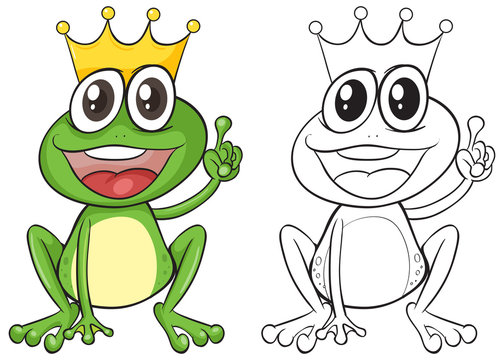 Animal outline for frog with crown