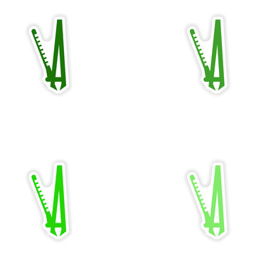 Set of paper stickers on white background Curling iron