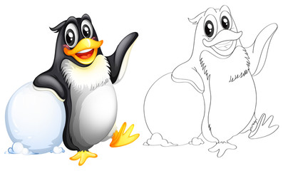 Animal outline for penguin in snow