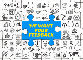 We want your Feedback / Puzzle mit Symbole