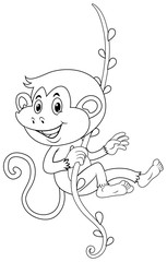 Animal outline for monkey on vine