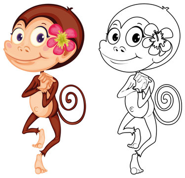 Animal outline for cute monkey