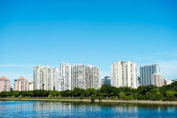 Obraz premium modern city landscape with group of highrise.