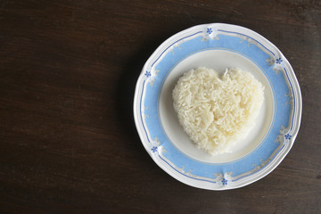 Heart Shape Rice in the Disk