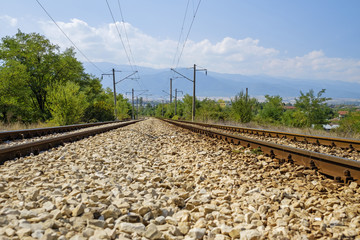 Fototapeta na wymiar Railroad to mountain 1