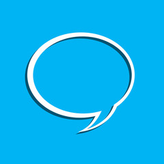 White speech bubble with shadow. White speech bubble with shadow on blue background. Vector