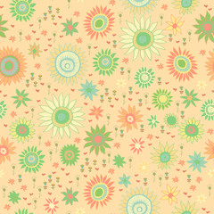 Seamless doodle floral kids pattern.