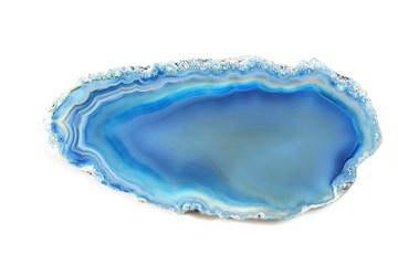 One  blue agate isolated on white background - obrazy, fototapety, plakaty