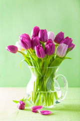 beautiful purple tulip flowers bouquet in vase