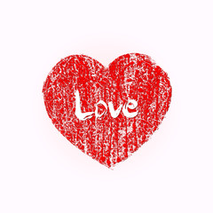 Red Heart . Grunge stamps. Love shape for your design.