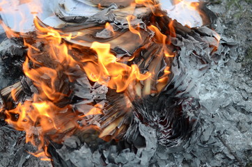 Abstract background of a paper in fire