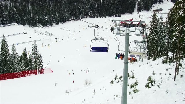 mountain skiing trip on a chair lift