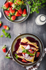 Filled pancakes with strawberries