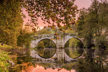 Otoño Galicia Orense Allariz  Puente Romano de Vilanova Amanecer 