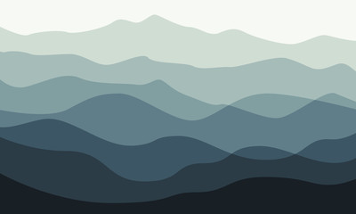 Layered mountains landscape in the morning. Vector nature background.