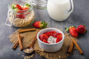 Fresh granola with organic yogurt