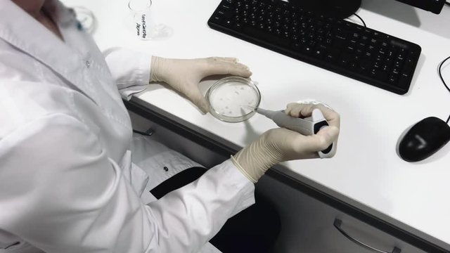 Dosage substance. Analysis of the substance. Petri dish.