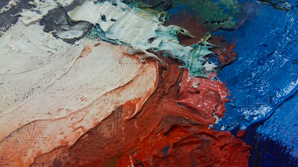 Fototapeta premium Painting with oil paints, close-up