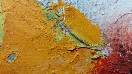 Painting with oil paints, close-up