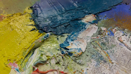 Painting with oil paints, close-up
